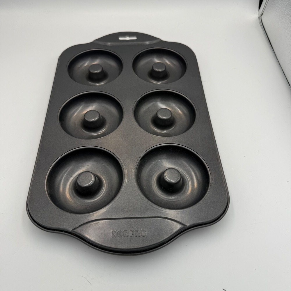 Norpro Nonstick Donut Pan 6 Cavity Steel Baking Tray Black 3980